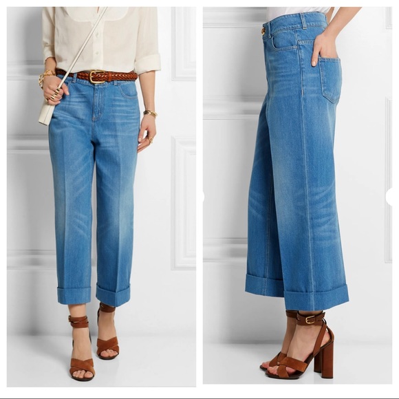 😍 GUCCI Cropped high-rise wide-leg jeans - Picture 2 of 15